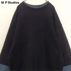 レア◎M.P Studios◎ブランド古着◎スウェット◎紺×くすみ青◎レイヤード