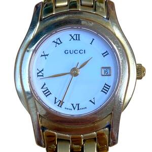 【中古品】GUCCI グッチ 5400L クオーツ デイト レディース腕時計 文字盤ホワイト 箱無し L68608RD