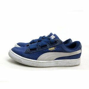 s■【24.5cm】プーマ/puma 363371 BASKET HEART DENIM ドット柄 スニーカー■紺/LADIES/82【中古】