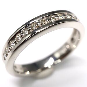 1円〜!!美品!!《Pt900 天然ダイヤモンドハーフエタニティリング》F 約4.6g 約9.0号 ring 指輪 diamond EB5/EB6 E346