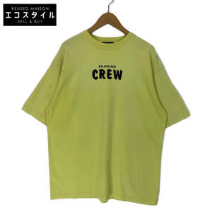 1円 BALENCIAGA バレンシアガ 20SS イエロー 620969 CREW ロゴプリント オーバーサイズTシャツ トップス L イエロー メンズ