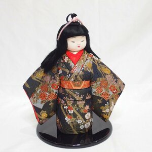 ハンドメイド◆木目込人形 日本人形『まゆ子』高さ30㎝・台座付き◆未使用保管品