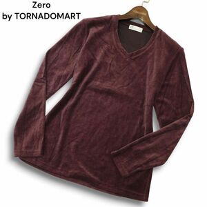 Zero by TORNADOMART トルネードマート 秋冬 ヴィンテージ ベロア★ Vネック 長袖 カットソー ロンTシャツ Sz.M　メンズ　A4T10070_9#E