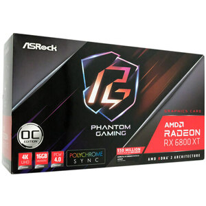 【中古】ASRock製グラボ Radeon RX 6800 XT Phantom Gaming D 16G OC PCIExp 16GB 元箱あり [管理:1050024336]