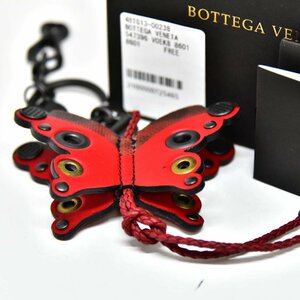 新品 鑑定済 BOTTEGA VENETA ボッテガ ヴェネタ キーリング バッグチャーム 蝶 butterfly レッド 547396 VOEX8 8601 即日配送 K86-18