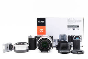 ★極上美品★ SONY ソニー α NEX-5N ダブルレンズキット E 16mm F2.8+E 18-55mm F3.5-5.6 OSS 箱 バッテリー AU2994#00022#00082