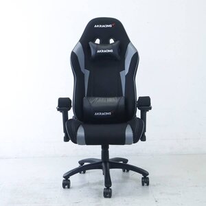 AKRACING ゲーミングチェア ブラック系 布張り 昇降 リクライニング ヘッドレスト/ランバーサポート付き○988h07