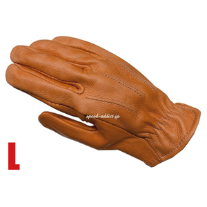 SULLIVAN GLOVE SHORTY VINTAGE TAN L/サリバングローブ淡茶色brownブラウン裏地なし鹿革ディアスキン本革レザーグローブハーレーusa製定番