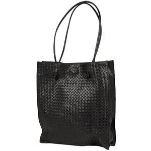 ボッテガヴェネタ BOTTEGAVENETA イントレチャート トートバッグ 編み込み ナッパ ショルダーバッグ レザー ブラック レディース 【中古】