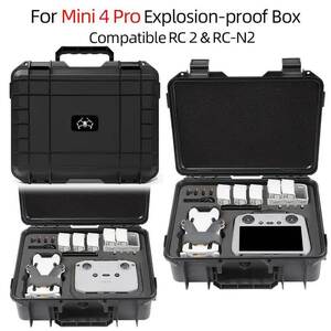 DJI Mini 4 Pro ドローン収納ケース - ドローンアクセサリー＆RC-N2コントローラー用耐久性PPトラベルストレージボックス(BK)