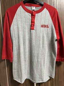 【1スタ】70’s NIKEゴツナイキ　ベースボールカットソーMADE IN USA アメリカ製 オレンジタブ　ヘンリーネック 