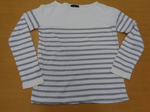  フランス製 ユニセックス Le Minor ナバル型 WHITE×L.GREY ボーダー柄バスクシャツ SIZE 1 