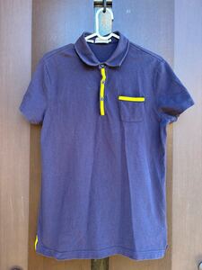 MONCLER MAGLIA POLO MANICA CORTA Slim Fit ポロシャツ 半袖 ワッペン M 紺 ネイビー /イエローメンズ