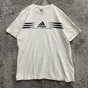 adidas アディダス Tシャツ 半袖カットソー サイズM ホワイト 白 メンズ トップス 最落なし （M23）