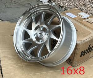 新品！Whistler KR7 16x8J+20,+0 4H PCD100 Machined Silver USDM 深リム Hellaflush 