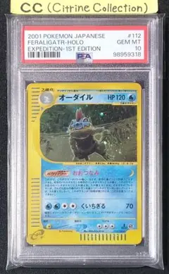 PSA10 ポケカ オーダイル ホロ カードe 112/128 1ED