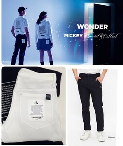 ‡新品国内正規サイズ7　PEARLY GATES パーリーゲイツ ×Disney Wonder　MICKEY　ドビーストレッチ 5ポケットパンツ カラーホワイト