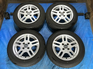 激安即決！タイヤ＋ホイール！LAPAS 14-5.5J 4H/100 ET40 + 175/65R14 中古4本！ヴィッツ/ノート/フィット等！HM000723