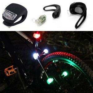 自転車ライト シリコン /ブラックボディ/ホワイト発光/ 電池 ハンドル フロント リア 散歩 LED ライト 3段階 防水