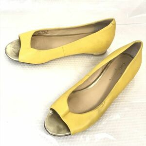 コールハーン/cole haan★フラットパンプス/オープントゥ【5B/黄/YELLOW】ビジネス/dress shoes◆Q-94