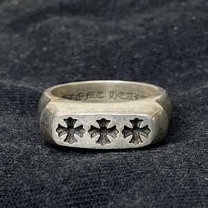 美品 CHROME HEARTS クロムハーツ リル PJリング 3CHプラス クロス silver925 指輪 22号