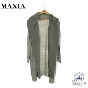 ☆美品☆ MAXIA カーディガン ロング 羽織り レディース グレー 2 アンゴラ 901-900 送料無料