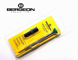 【ヤフオク独走！精密ドライバー】【スイス老舗】 BERGEON ベルジョンマイナスドライバー + 替先2本付 30081AT20【時計工具/時計修理】