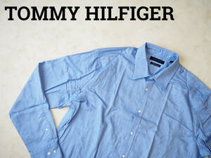 ☆送料無料☆ TOMMY HILFIGER トミーヒルフィガー USA直輸入 古着 長袖 無地 THFLEX シャツ メンズ 17 ブルー トップス 中古 即決