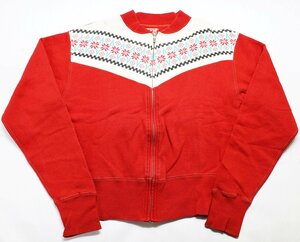 cushman (クッシュマン) Snow Pattern Full Zip Sweat / フルジップ 雪柄スウェット レッド size M