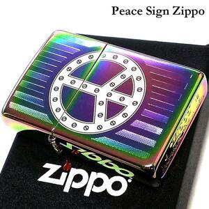 ZIPPO ライター ピースサイン スペクトラム ジッポ ピースマーク Rivit Peace Sign マルチカラー レインボー 美しい 虹色チタン 平和 鏡面