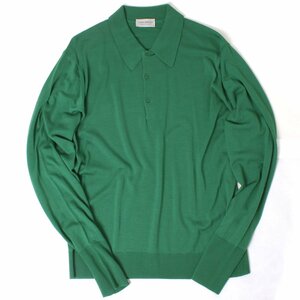 JOHN SMEDLEY Extra Fine Merino Wool L/S Polo sizeS GREEN ジョンスメドレー エクストラファインメリノウール ロングスリーブ ポロ
