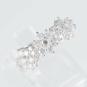 フラワーモチーフのダイヤモンド プラチナリング D: 1.01 ct ct Pt900