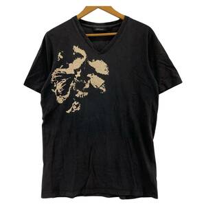 ゆうパケットOK DKNY DONNA KARAN NEW YORK ダナキャランニューヨーク vネック 半袖Ｔシャツ sizeL/ブラック系