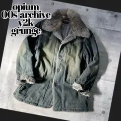 y2k grunge far denim coat archive opium