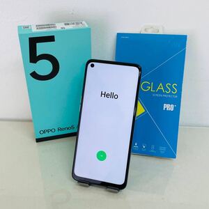 美品 　SIMフリー　　OPPO Reno5 A CPH2199 Android スマホ 　128GB/6GB 　6.5インチ　 アイスブルー 　 i15102 コンパクト発送