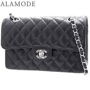 CHANEL(シャネル) マトラッセ ココマーク Wフラップチェーンショルダーバッグ 2WAY キャビアスキン ブラック 40802090794【アラモード】