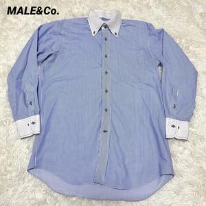 611【MALE&Co. 】/タカキュー/シャツ/L/長袖/ボタンダウン/ストライプ/古着/トップス/ウェア/メンズ/男性