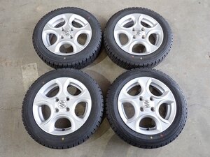 YS14606【送料無料155/65R14】スズキ純正 スペーシア ラパン ワゴンR ダンロップ 中古スタッドレス★14×4.5J 100/4H ET50★1円スタート