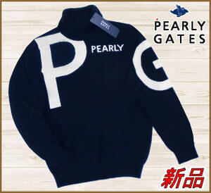 【国内正規品】50%OFF◆パーリーゲイツゴルフセーターPEARLYGATES◆定価:44,000円◆カシミヤ100%◆タートルネックニット◆紺ネイビー4/M