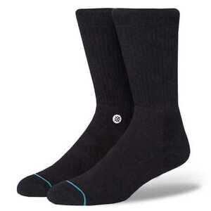 STANCE ICON サイズL BLACK/WHITE クルー ソックス 靴下 黒 アイコン