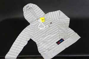 トミーヒルフィガー レディース フーディ パーカー ストライプ グレー 裏毛 サイズS Tommy Hilfiger★送料600円★