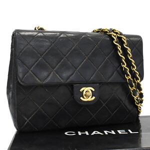 1円 ◎CHANEL シャネル チェーンショルダーバッグ マトラッセ ココマーク レザー ブラック◎E.Dmsi.tI-03