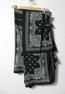 19SS 定価57200円 sacai サカイ Bandana Skirt 19-04270 アシンメトリー 変形 ペイズリー柄 バンダナ ラップ スカート 黒 ブラック 1