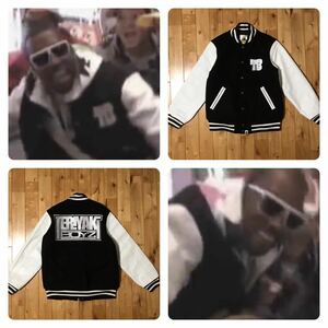 ★Kanye West着用★ TERIYAKI BOYS 袖レザー スタジャン Sサイズ a bathing ape varsity jacket エイプ ベイプ カニエ ウエスト NIGO m1749