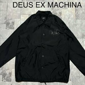 DEUS EX MACHINA デウス エクス マキナ コーチジャケット ナイロン スナップボタン 両面プリントロゴ ストリート ブラックサイズS 玉FS1488