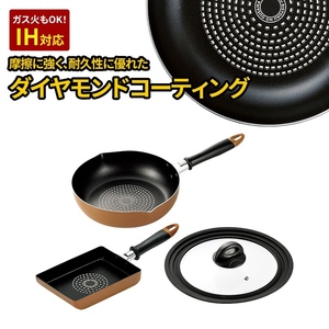 深型両口フライパン 24cm 玉子焼き器 ガラス蓋 フタ 付き セット フライパン IH対応 来栖けい IH対応 新生活 ギフト M5-MGKYM00204