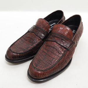 CALZOLERIA TOSCANA CROCODILE LOAFER SHOES 42 カルツォレリアトスカーナ クロコダイル ローファー シューズ アンティーク加工 マッケイ