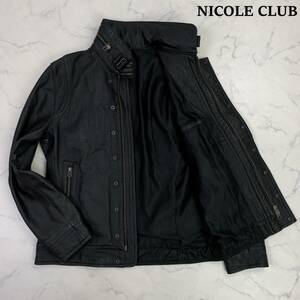 B742　 ニコルクラブフォーメン ラムレザー ライダース ジャケット 46(M) NICOLE CLUB FOR MEN 羊革 黒 ブラック