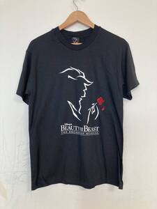 ★90sビンテージ BEAUTY AND THE BEAST 美女と野獣 ブロードウェイ ミュージカルTシャツ USA製 M ディズニー old オールド デッドストック