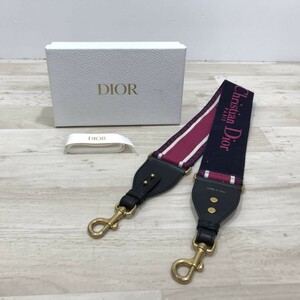 Christian Dior クリスチャン ディオール ショルダー ストラップ ネイビー×ピンク バッグパーツ 太め[N4485]